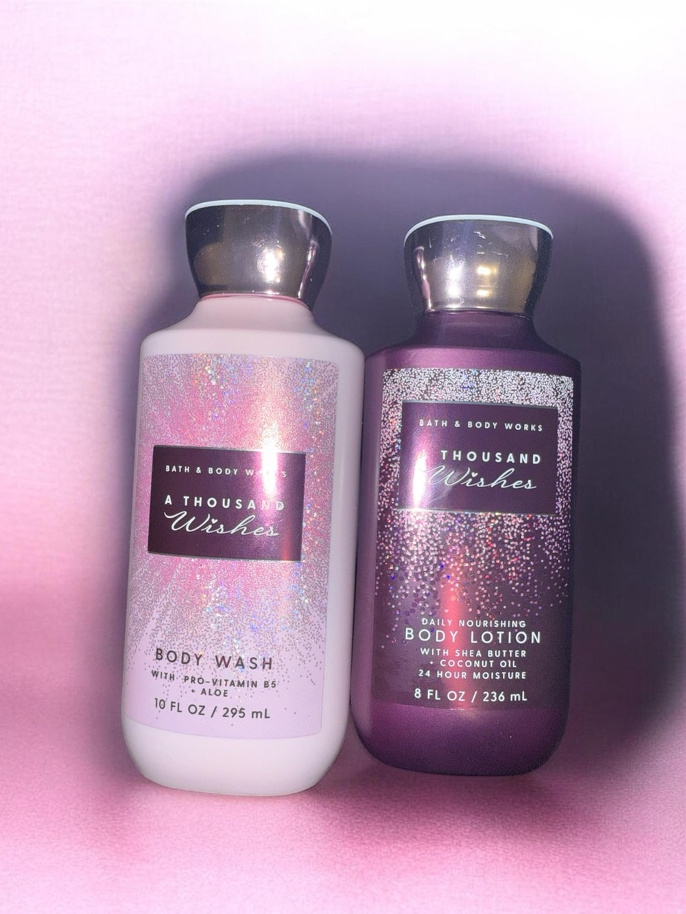 Bundle Bath & Body Works A Thousand Wishes Body Wash & Lotion Set Pink & Purple